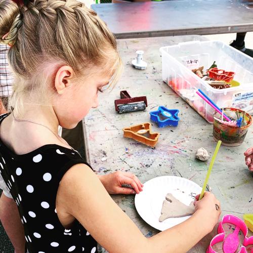 Little girl doing arts and crafts