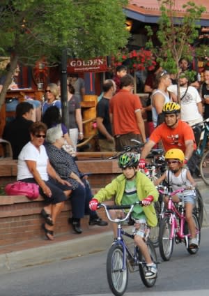 family biking
