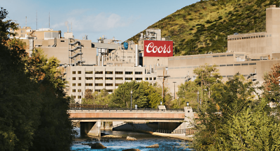 Outdoor shot of Coors Brewery with Clear Creek