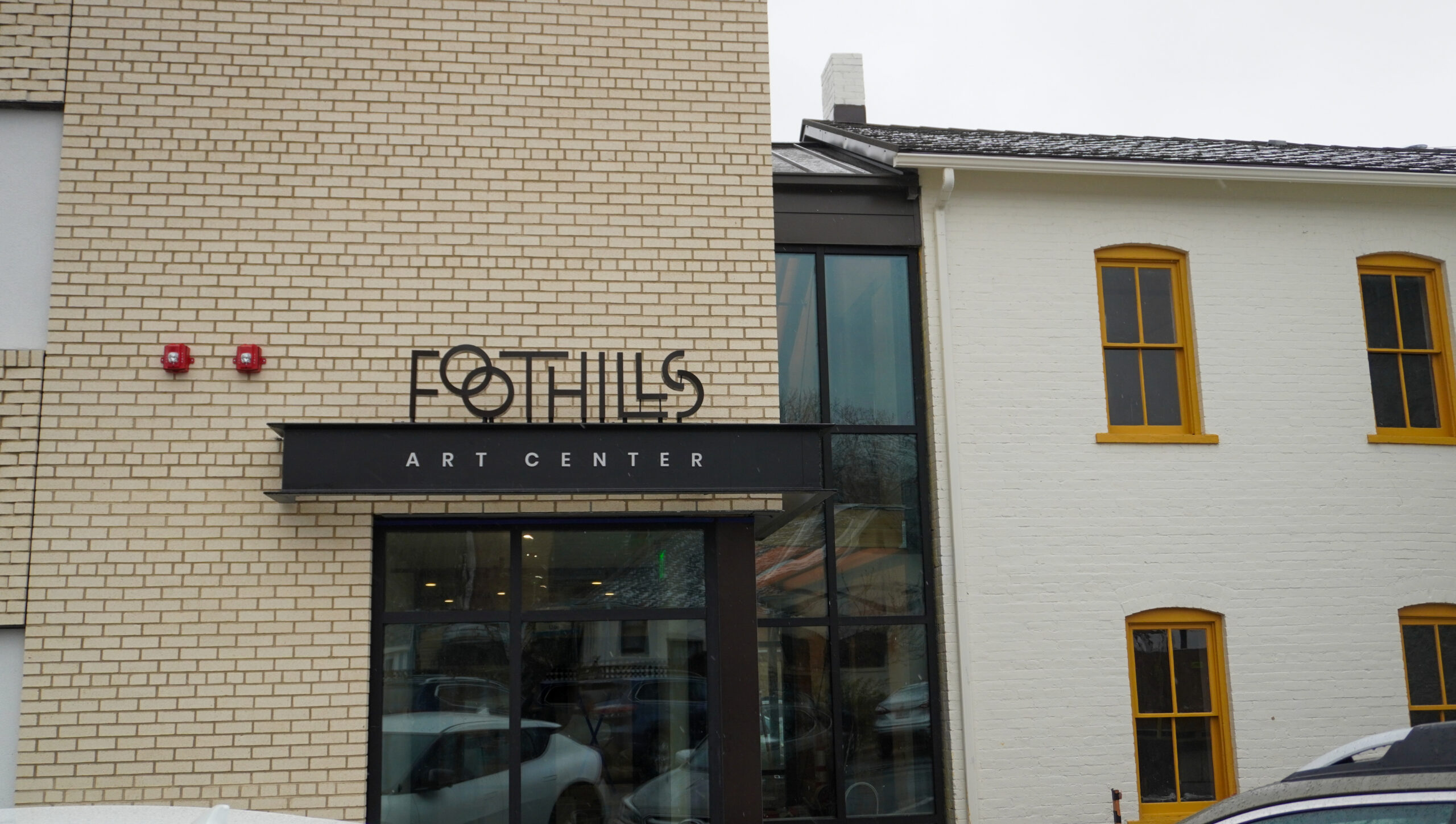 Foothills Art Center sign at the newly remodeled Astor House in downtown Golden