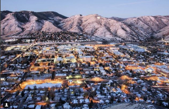 View of Golden with Snow