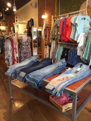 Clothes on display at a store